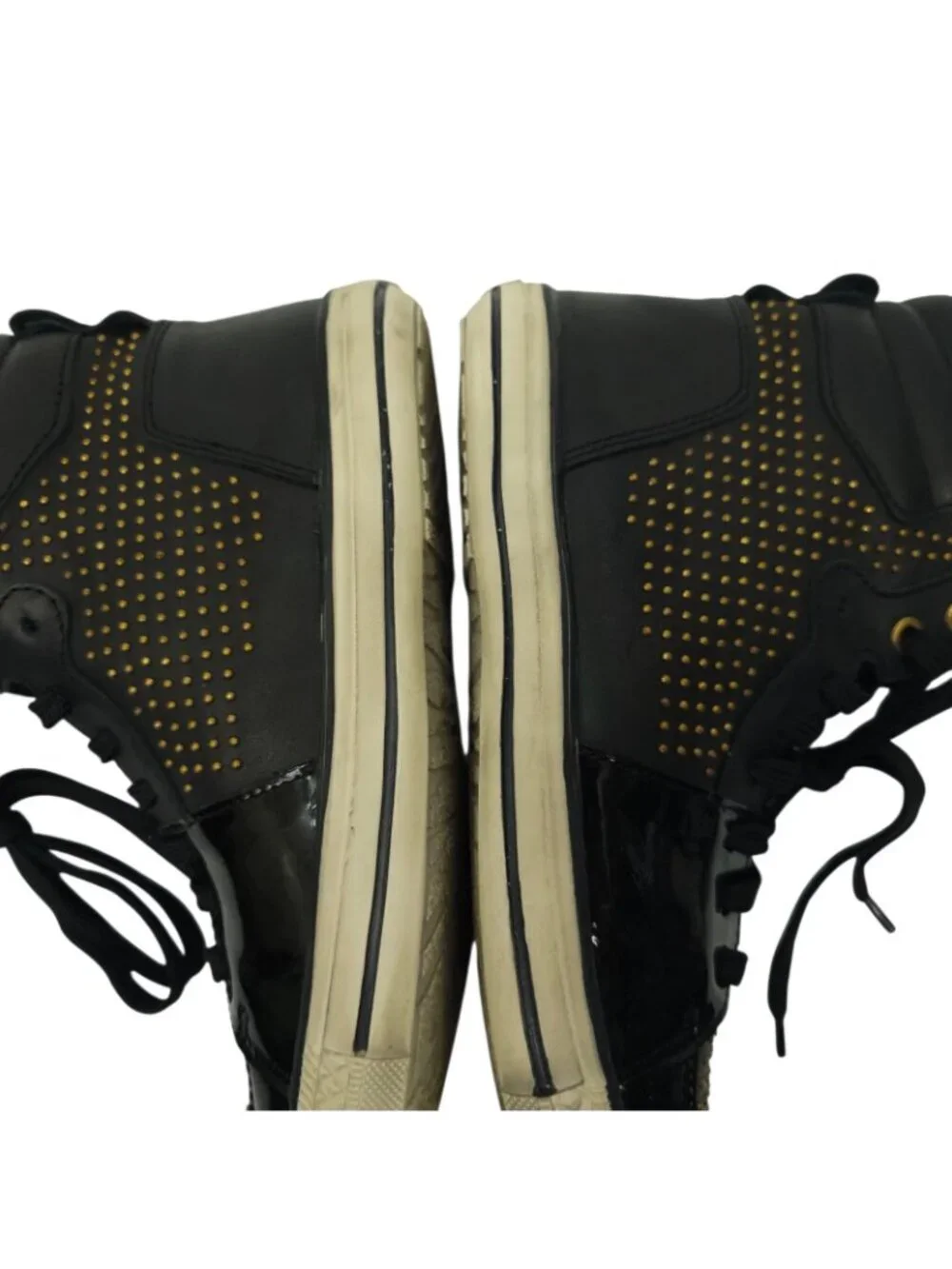 Steven by Steve Madden Dougiee High Top Sneaker 9 Studded Black Patent Punk Goth